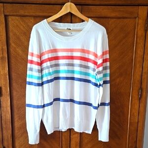 Women's Striped Sweater - White and Multicolor